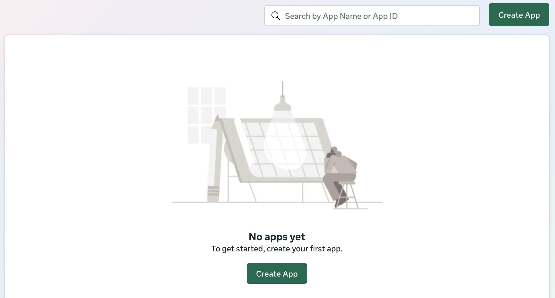 The Meta apps dashboard with the Create App button