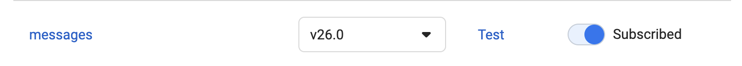 The messages webhook field showing Subscribed